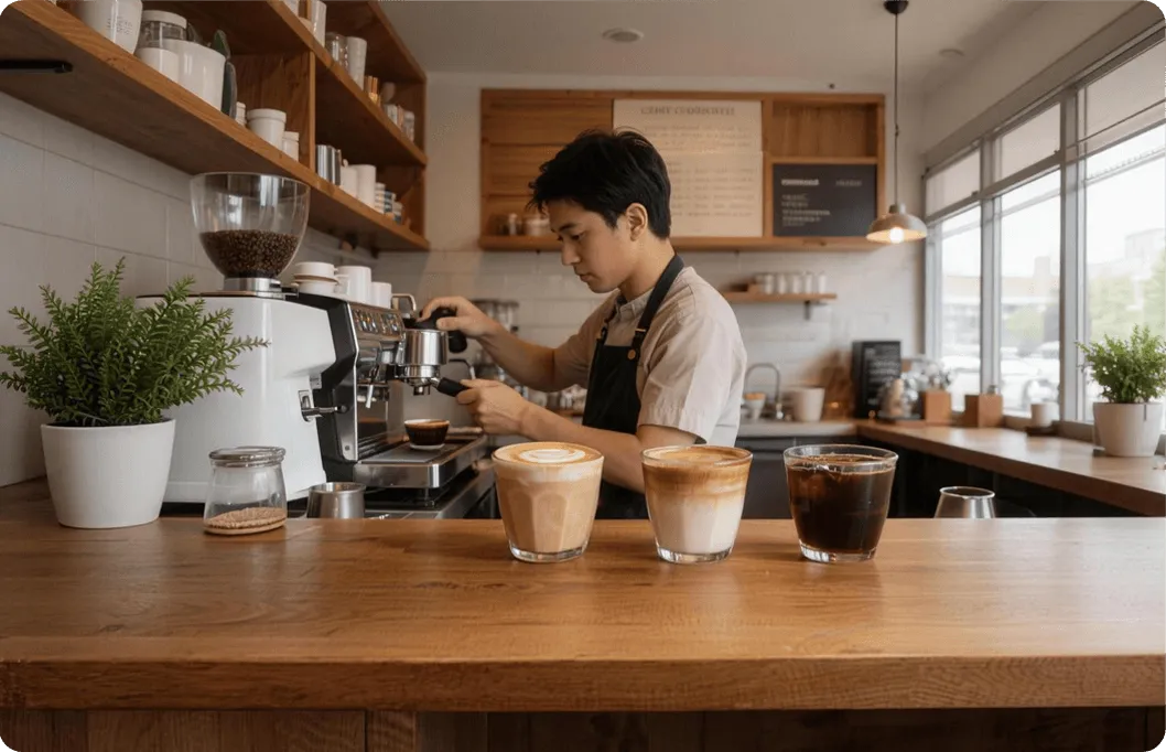 收钱吧茶饮甜品双屏收银及标签打印场景